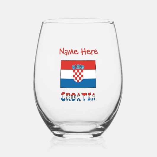 Personalized Croatia Flag  Wijnglas Zonder Voet (Voorkant)