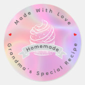 Personalized Cupcake Homemade Made With Love Ronde Sticker (Voorkant)