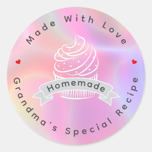 Personalized Cupcake Homemade Made With Love Ronde Sticker (Voorkant)