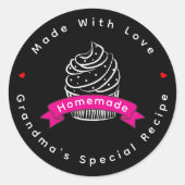 Personalized Cupcake Homemade Made With Love Ronde Sticker (Voorkant)