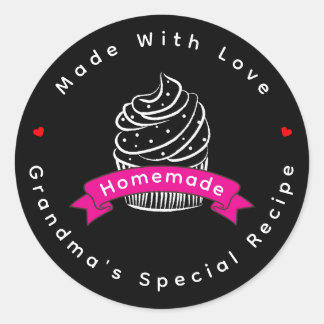 Personalized Cupcake Homemade Made With Love Ronde Sticker
