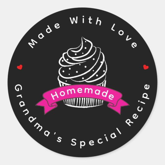 Personalized Cupcake Homemade Made With Love Ronde Sticker (Voorkant)