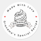 Personalized Cupcake Homemade Made With Love Ronde Sticker (Voorkant)