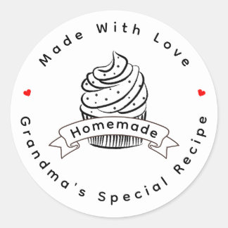 Personalized Cupcake Homemade Made With Love Ronde Sticker