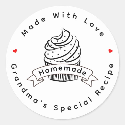 Personalized Cupcake Homemade Made With Love Ronde Sticker (Voorkant)