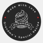 Personalized Cupcake Homemade Made With Love Ronde Sticker (Voorkant)