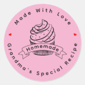 Personalized Cupcake Homemade Made With Love Ronde Sticker (Voorkant)