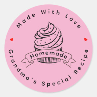 Personalized Cupcake Homemade Made With Love Ronde Sticker