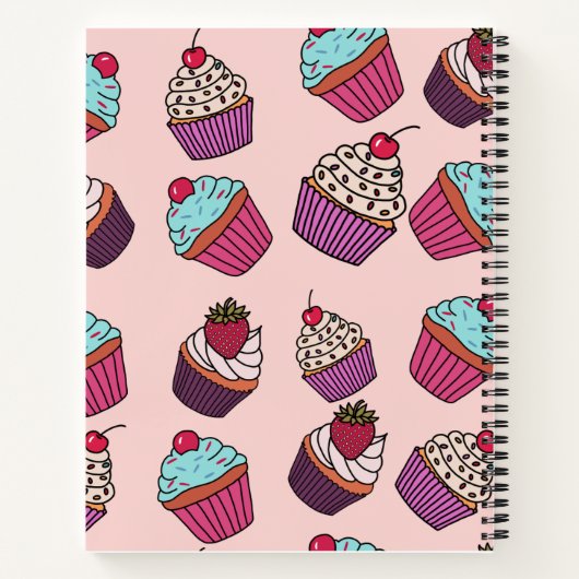 Personalized cupcake pattern recipe notitieboek (Achterkant)
