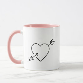 Personalized Cupid Struck Heart Arrow Coffee Mug Mok