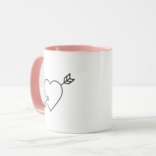 Personalized Cupid Struck Heart Arrow Coffee Mug Mok (Voorkant links)