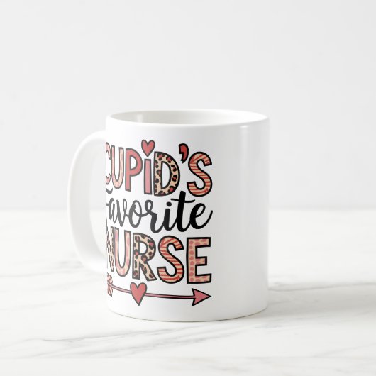 Personalized Cupid's Favorite Nurse Mug Koffiemok (Voorkant links)