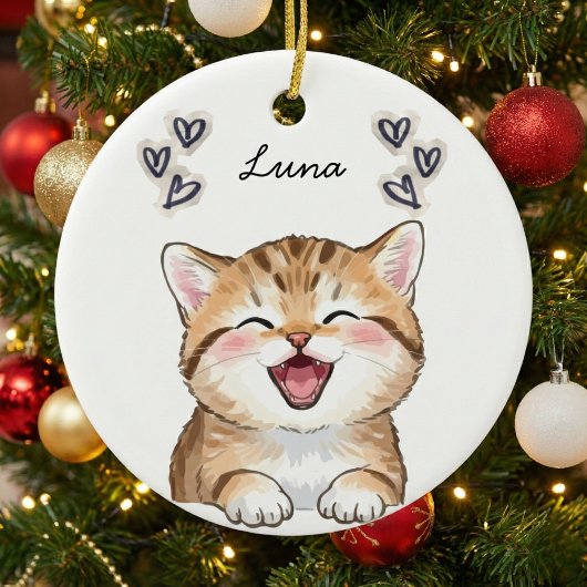Personalized Custom Cat Photo Name Keepsake Keramisch Ornament