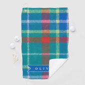 Personalized Custom Classic Blue Plaid Preppy  Golfhanddoek (Insitu)