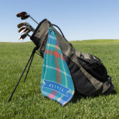 Personalized Custom Classic Blue Plaid Preppy  Golfhanddoek (Groen)