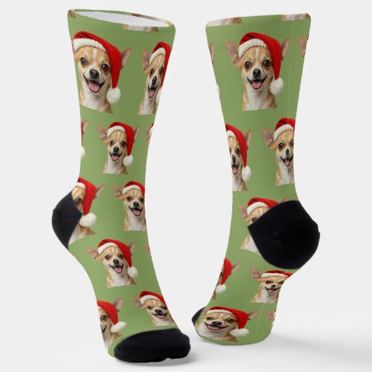 Personalized Custom Cute Chihuahua Christmas Socks Sokken (Gebogen)