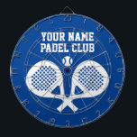 Personalized custom logo padel player dartboard dartbord<br><div class="desc">Personalized custom logo padel player dartboard. Crossed padel racket design with tennis ball. Blue or custom color.</div>