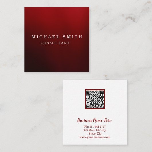 Personalized Custom Minimalist Modern QR Code Logo Vierkante Visitekaartje (Voorkant / Achterkant)