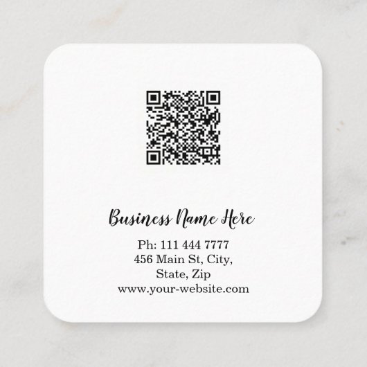 Personalized Custom Minimalist Modern QR Code Logo Vierkante Visitekaartje (Achterkant)