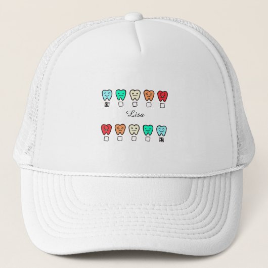 Personalized- Custom Name Cute Dental Cap Trucker Pet (Voorkant)