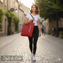 Personalized Custom Name Designer Christmas Red Tote Bag