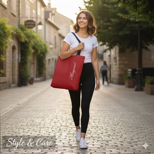 Personalized Custom Name Designer Christmas Red Tote Bag