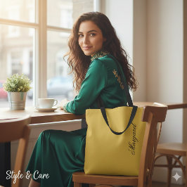 Personalized Custom Name Designer Metallic Gold Tote Bag