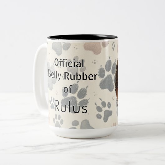 Personalized Custom Name Dog Love Tweekleurige Koffiemok (Voorkant links)