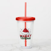 Personalized Custom Name Merry Christmas Holiday Acryl Drinkbeker (Voorkant)