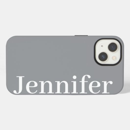 Personalized Custom Name Simple Elegant Dark Grey  iPhone Hoesje (Achterkant horizontaal)