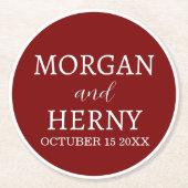 Personalized Custom Name Stylish Minimal Wedding  Ronde Kartonnen Onderzetter (Voorkant)