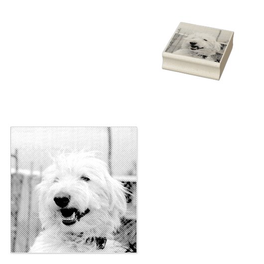 Personalized Custom Pet Photo Etched Style Rubberstempel (Gestempeld)