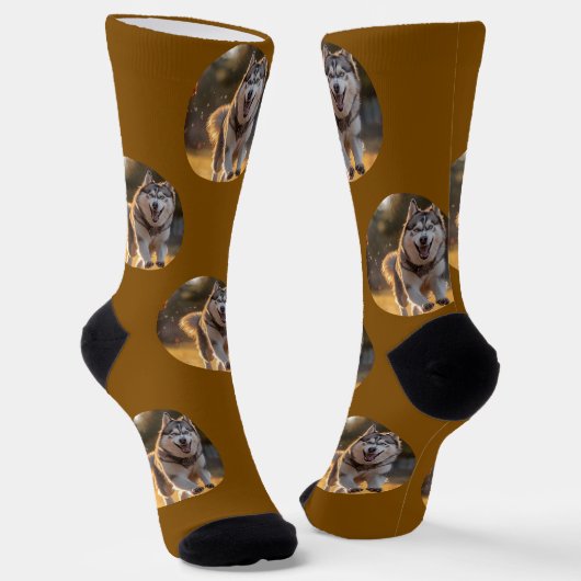 Personalized Custom Photo Blob - Husky Dog Face Sokken (Gebogen)