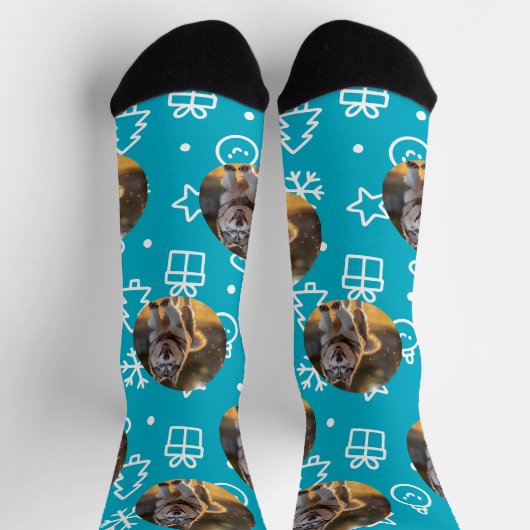 Personalized Custom Photo Blob - Winter Husky  Sokken (Top)