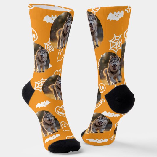 Personalized Custom Photo - Halloween Doodles Sokken (Gebogen)