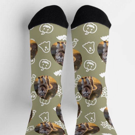 Personalized Custom Photo - Halloween Doodles Sokken (Top)