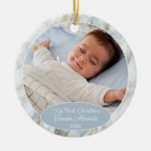 Personalized Custom Photo Pastel Blue Marble 2026 Keramisch Ornament (Voorkant)
