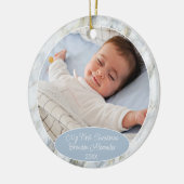 Personalized Custom Photo Pastel Blue Marble 2026 Keramisch Ornament (Links)