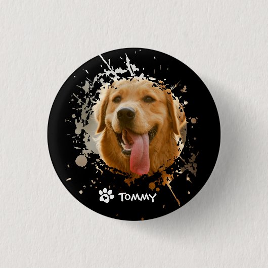 Personalized Custom Photo with Pet Name   Ronde Button 3,2 Cm (Voorkant)