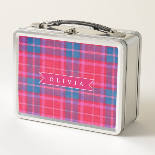 Personalized Custom Pink Fuchsia Plaid Preppy (Voorkant)