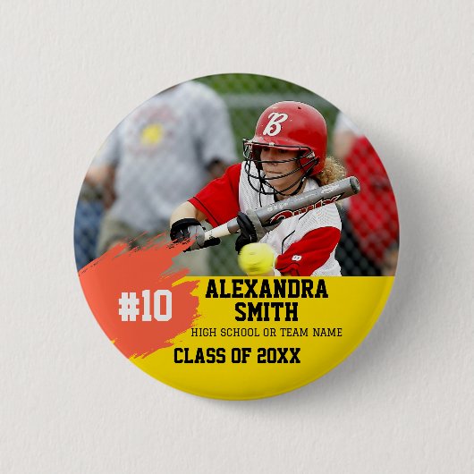 Personalized Custom Softball Player Graduation Ronde Button 5,7 Cm (Voorkant)
