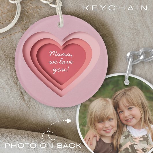 Personalized Custom Text Photo Heart Sleutelhanger