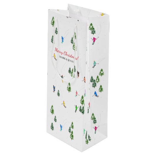 Personalized Custom text | Ski Holiday Skiers Wijn Cadeautas (Voorkant Gekanteld)