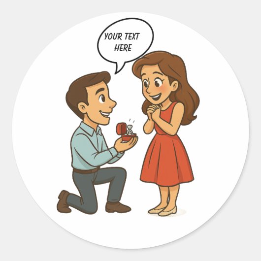 Personalized Custom Will You Marry Me Marriage  Ronde Sticker (Voorkant)