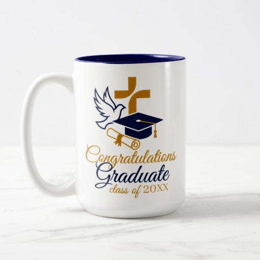 Personalized custom year Christian Graduation Tweekleurige Koffiemok (Links)