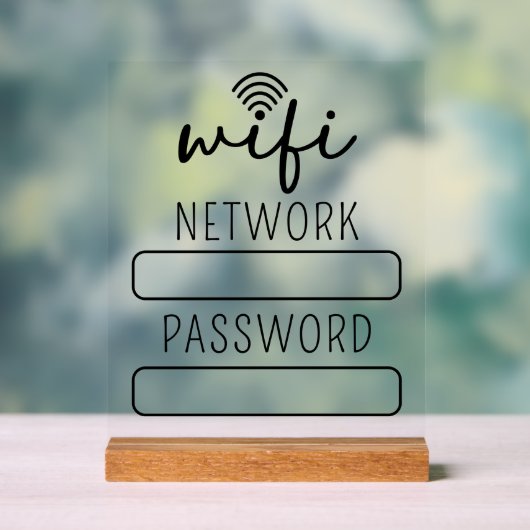 Personalized Customer Wifi Account Sign Acryl Bord (Neutraal)