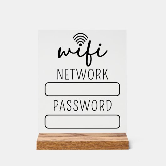 Personalized Customer Wifi Account Sign Acryl Bord (Voorkant)