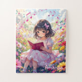 Personalized Cute Anime Girl Reading a Book Legpuzzel (Verticaal)