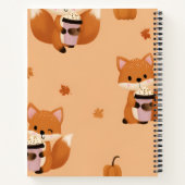 Personalized Cute Autumn Fox with Coffee Pattern  Notitieboek (Achterkant)