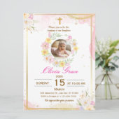 Personalized Cute Baby Girl Baptism Kaart (Staand voorkant)